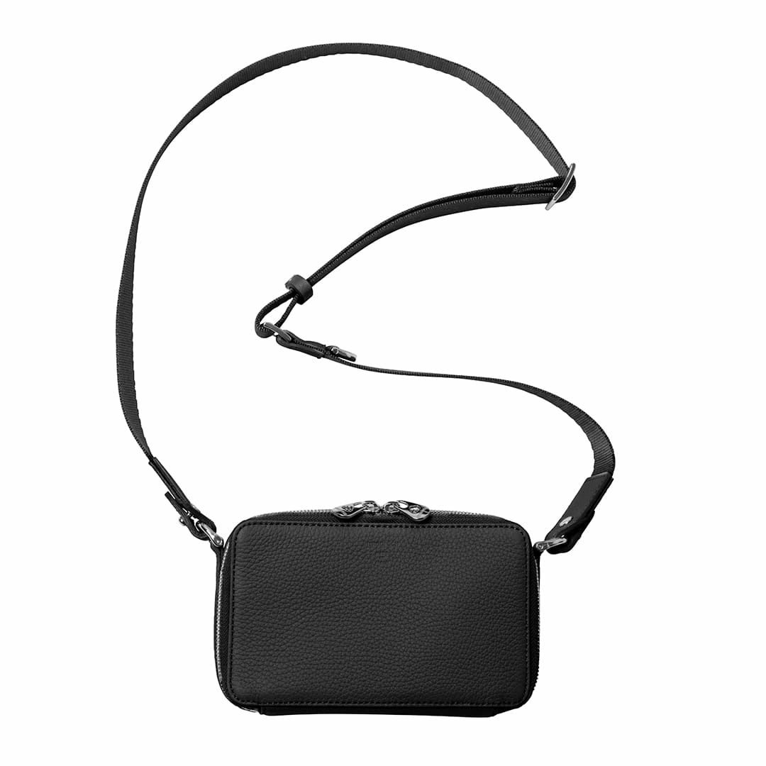 トリヨンラグーン シュリンクレザー ウォレットショルダーバッグ ブラック