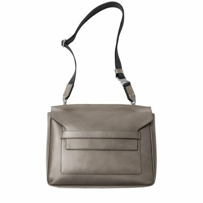 ワキシングレザー フラップショルダーバッグA4チャコールグレー