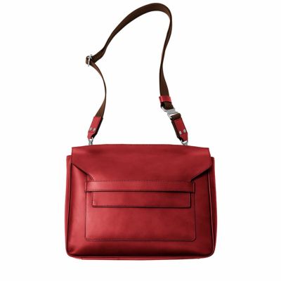 ワキシングレザー フラップショルダーバッグA4レッド